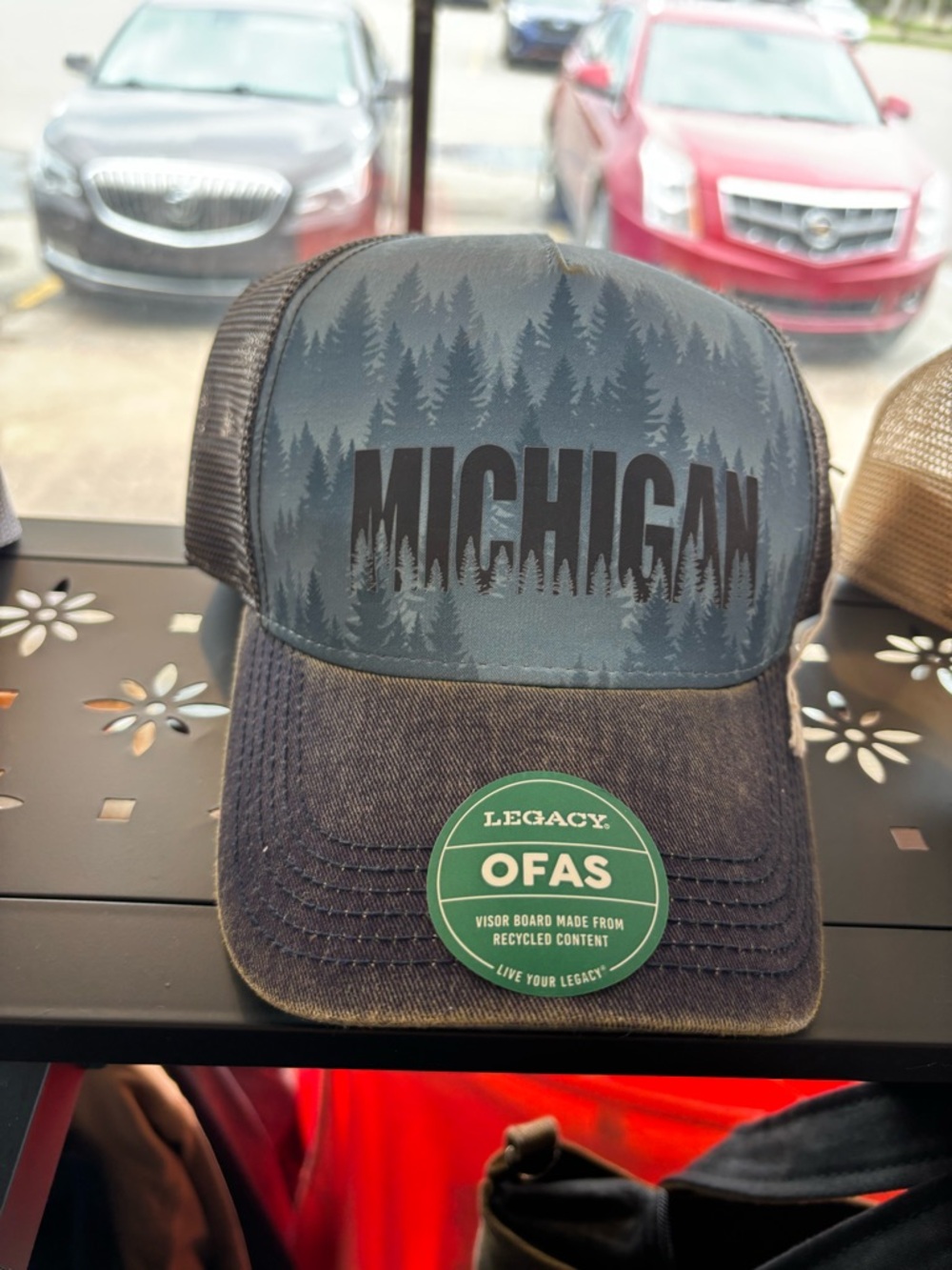 Legacy Michigan Mesh Trucker Hat in Blue and Black